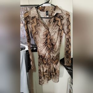 snake skin ruched dress
